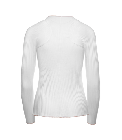 196052-100 | PLEATED L/S CREW | WHITE